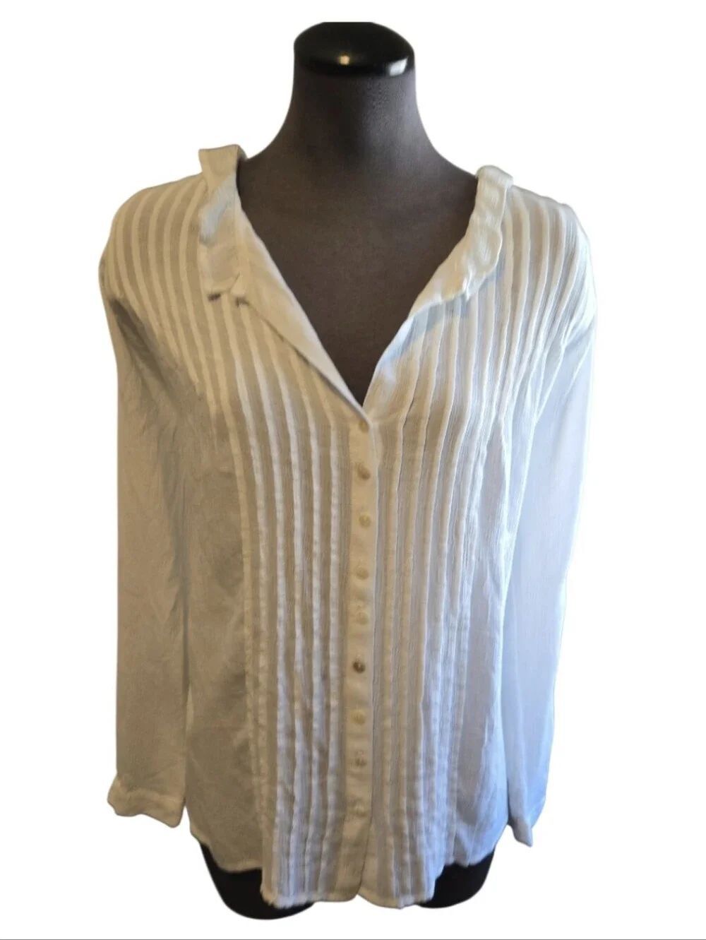 NWT dylan Los Angeles White Guaze Pintuck Ruffle Blouse Top